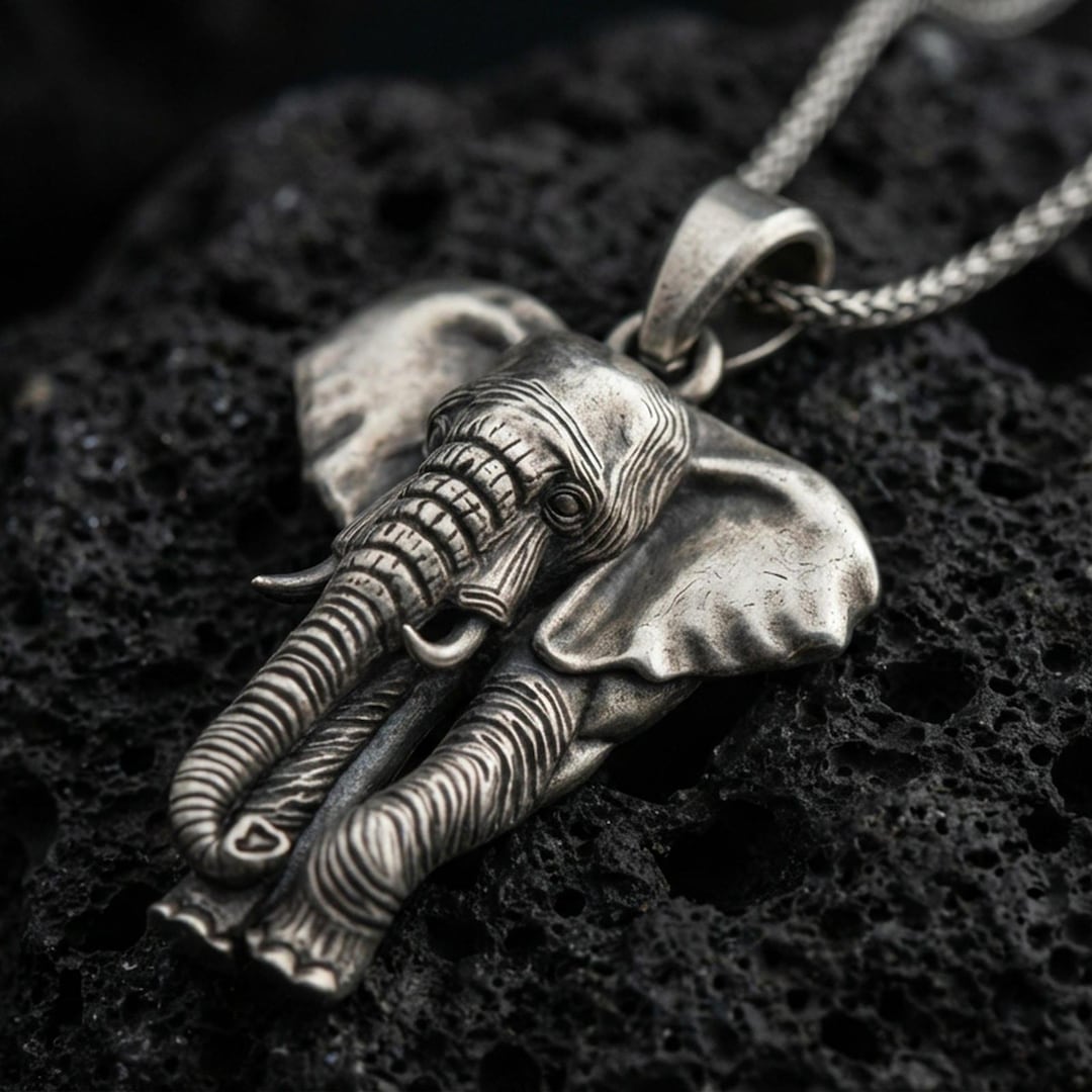Sterling Silver Elephant Pendant, Animal Charm Necklace - Etsy