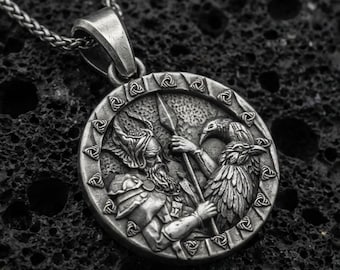 Sterling Silver Odin's Ravens Pendant – Norse Viking Jewelry