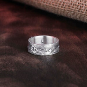 Sterling Silver Mountain Scene Ring, Nature Inspired Adventure Jewelry ...
