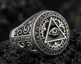 Freimaurer Silber Masonic Symbol Ring, Freimaurer Schmuck, kompliziertes Design