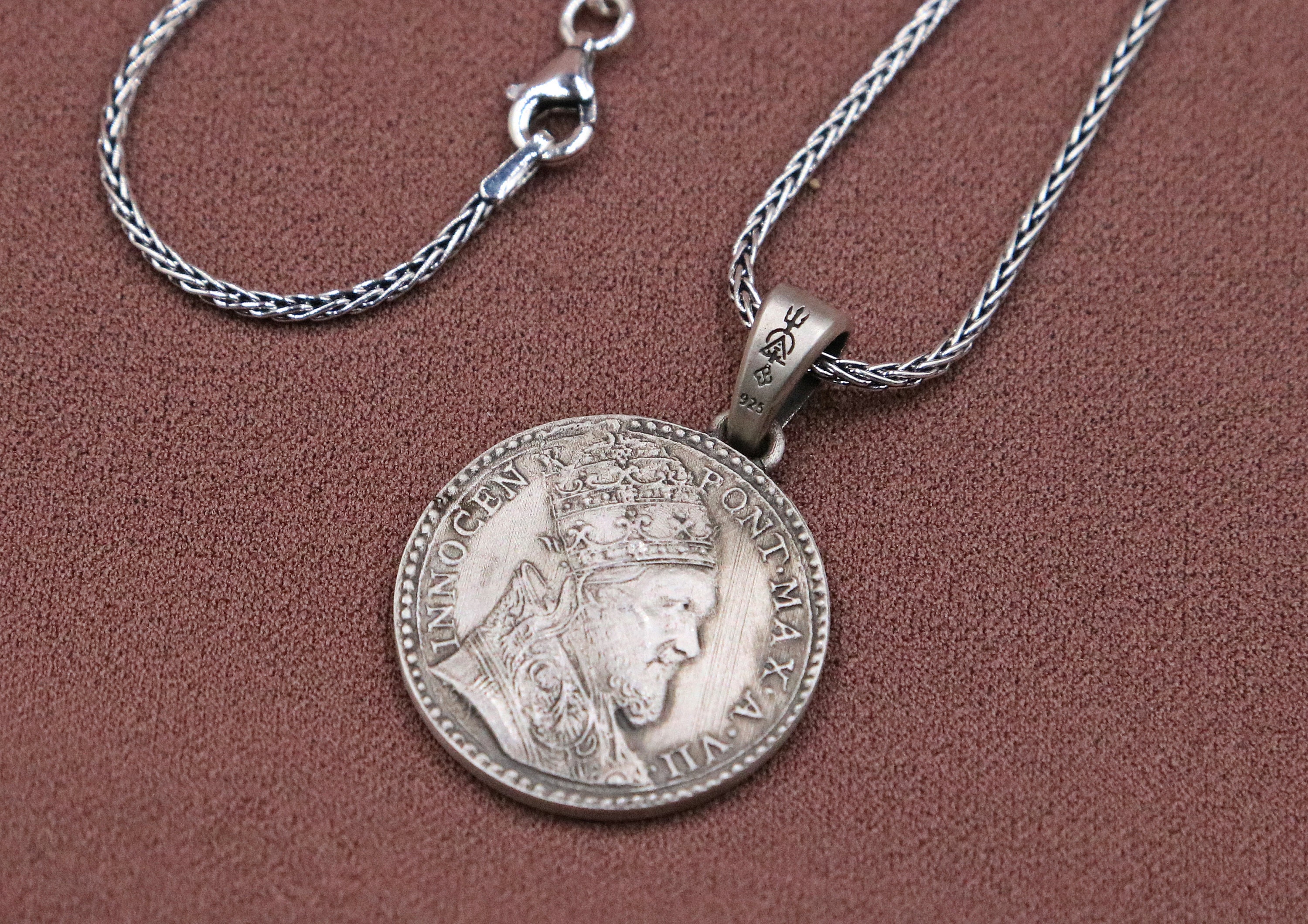 Pope Innocent XII Medal Coin Necklace, Vatican Jewelry