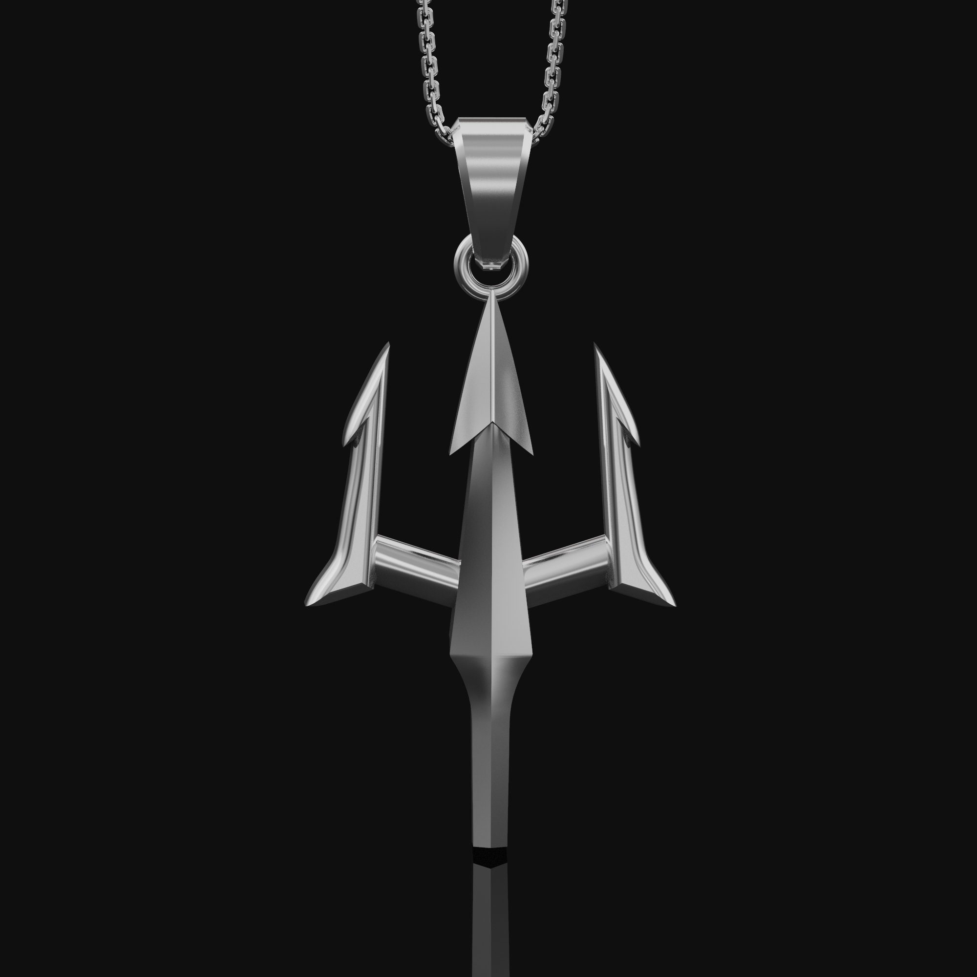 Silver Poseidon s Trident Necklace Men s Charm Pendant Greek