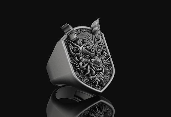 Sterling Silver Oni Ring for Men Women Jewelry Unisex Accessory