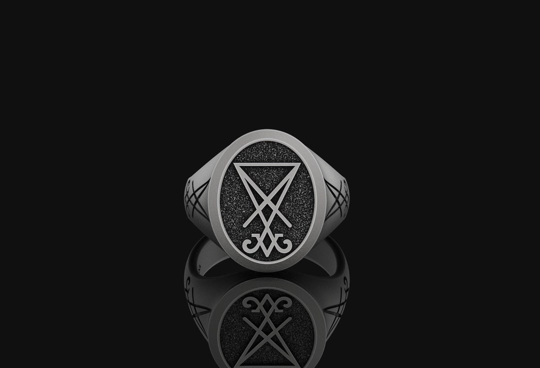 Sigil of Lucifer Ring Occult Goth Gothic Sigil of Lucifer Earring Left