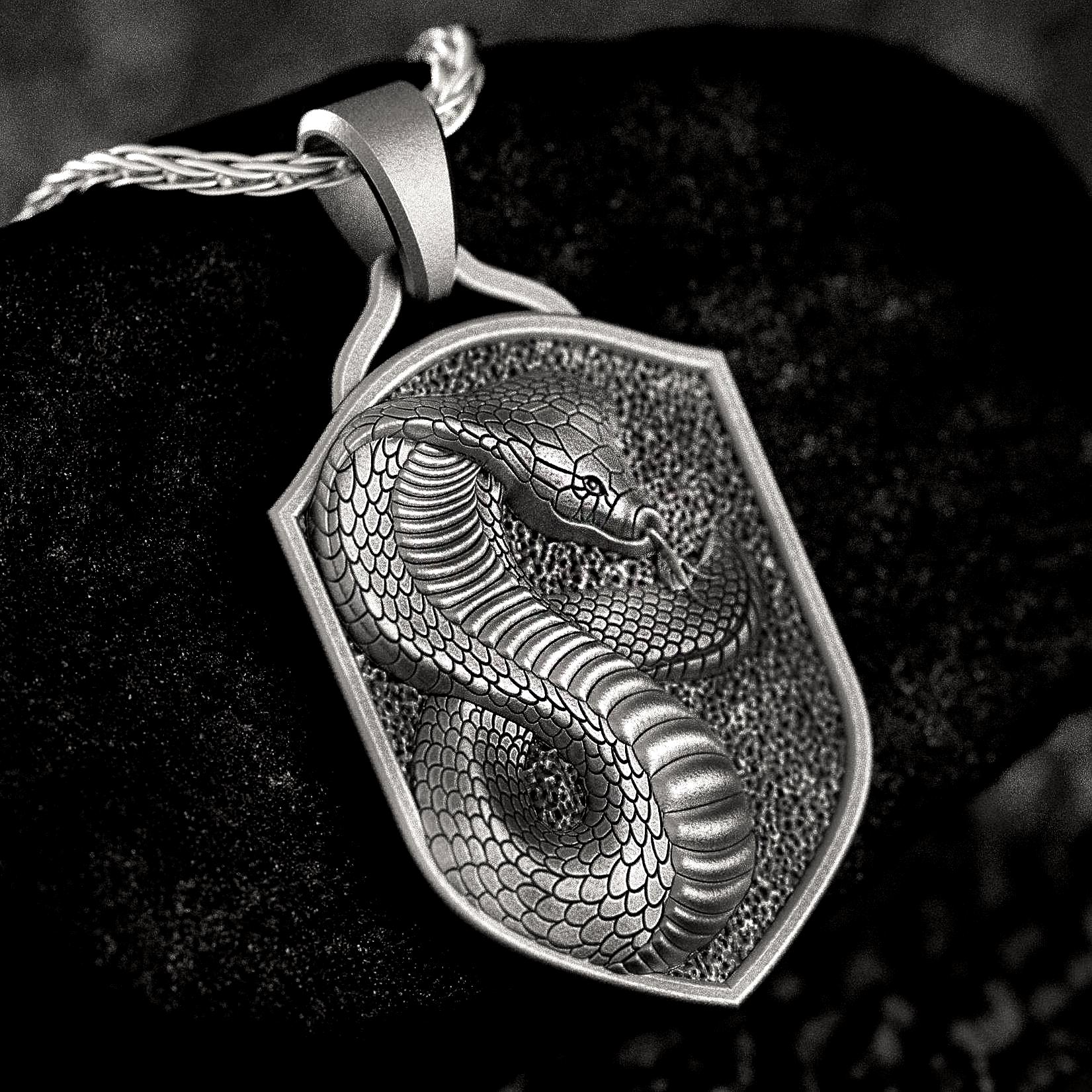 Colgante De Acero Inoxidable Naja Cobra Serpiente Rojo Diablo Vidrio De Ojo Mal Para Hombres Para Collar Cadenas, Metal, Sin Piedra Preciosa
