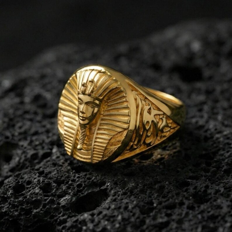 Sterling Silver Pharaoh Ring – Unisex Egyptian Ankh Jewelry - Etsy
