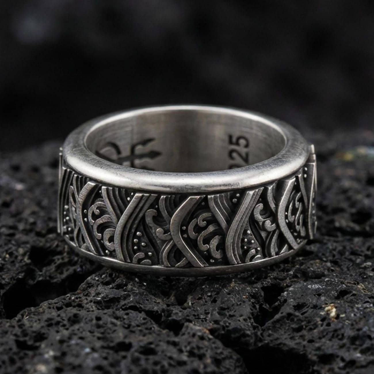 Sterling Silver Rotating Wave Ring – Nautical Wedding Band - Etsy