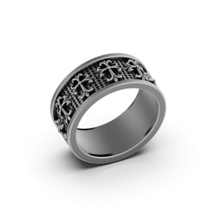 Gothic Cross Band, Handcrafted Christian Symbol Ring, Express Your Faith, Ideal Religious Gift for Loved Ones, Valentine Gift