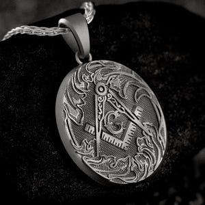 Masonic Compass Pendant • Freemason Jewelry for Men • Square & Compass Necklace Gift
