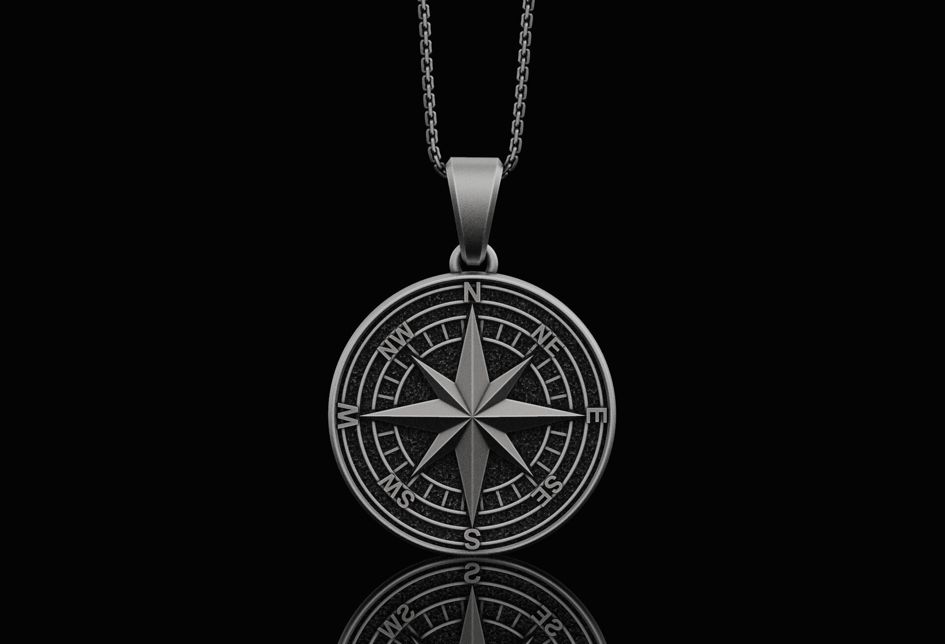 Silver Compass Necklace Men's Jewelry Christmas Gift for Etsy