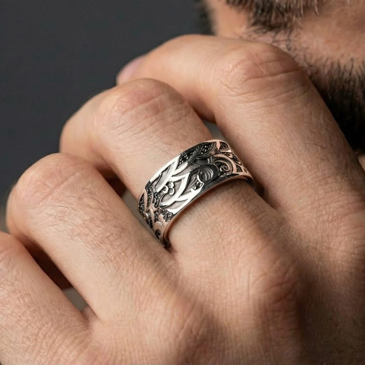 Sterling Silver Wave Pattern Ring, Vintage Geometric Band - Etsy