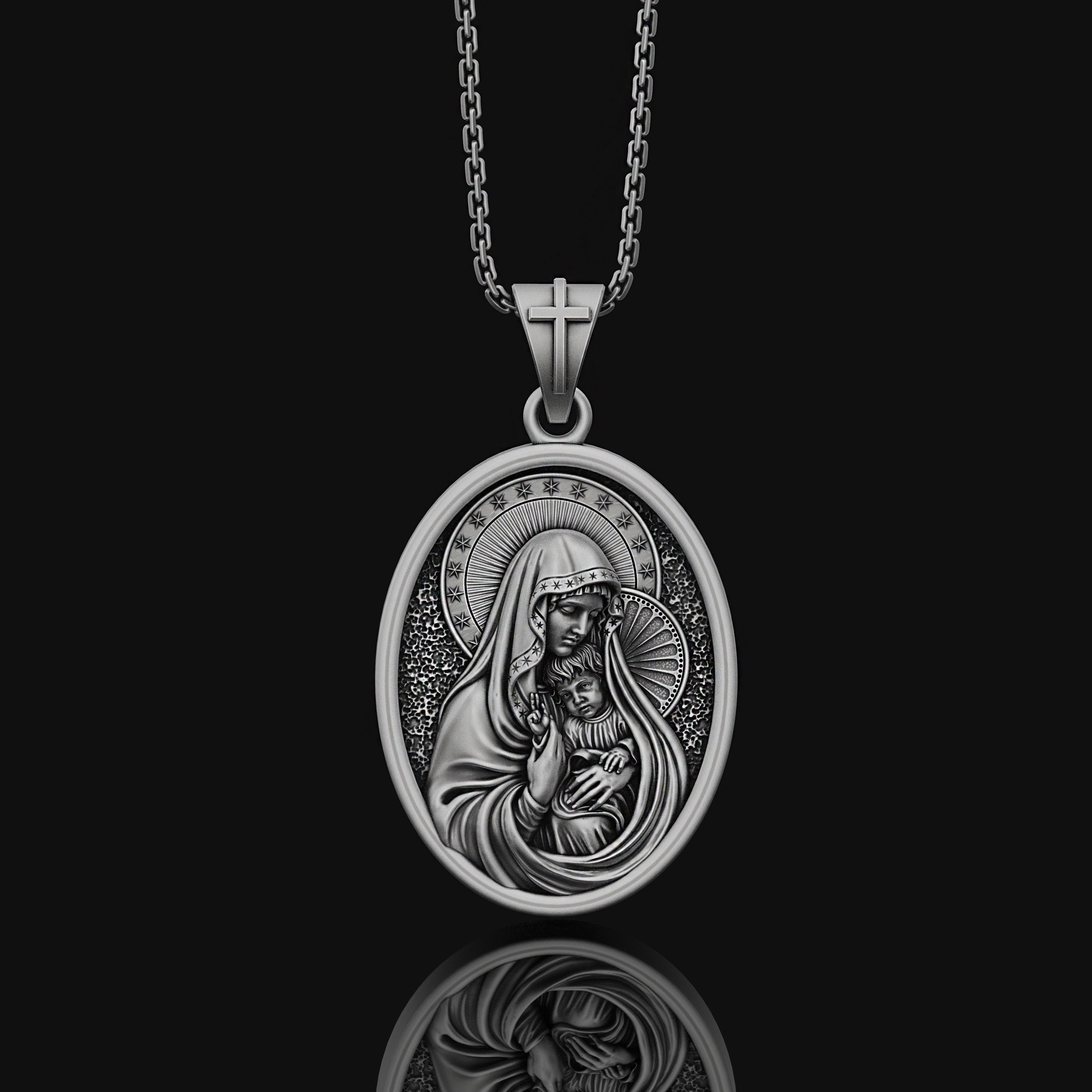Miraculous Virgin Mary and Child Jesus Medal Silver Catholic - Etsy