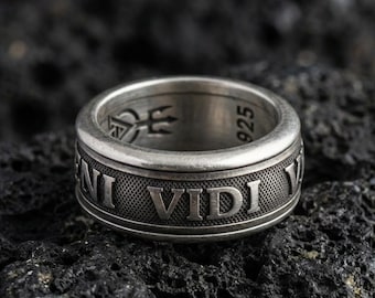 Sterling Silver Spinning Ring – Veni Vidi Vici Latin Quote Sterling Silver Spinning Ring – Veni Vidi Vici Latin Quote
