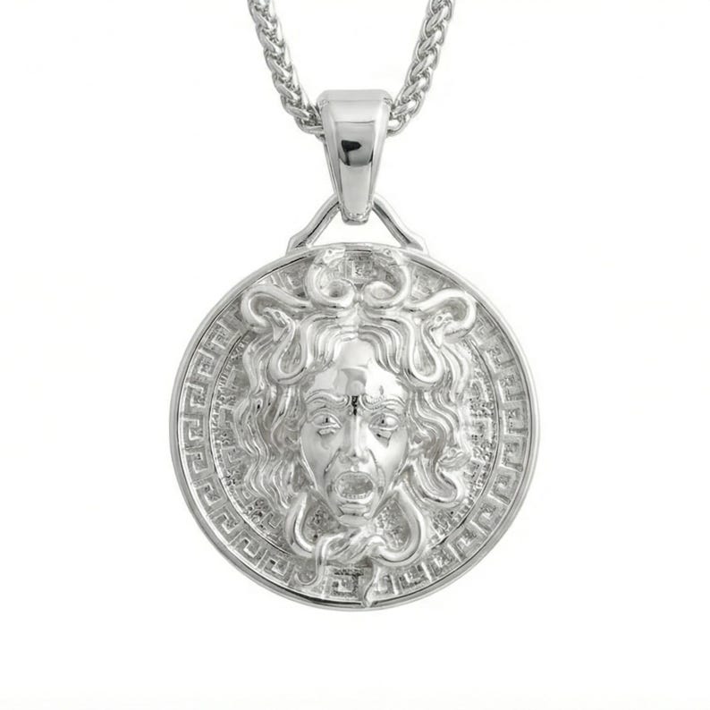 Sterling Silber Medusa Halskette, Anhänger der griechischen Mythologie Bild 6
