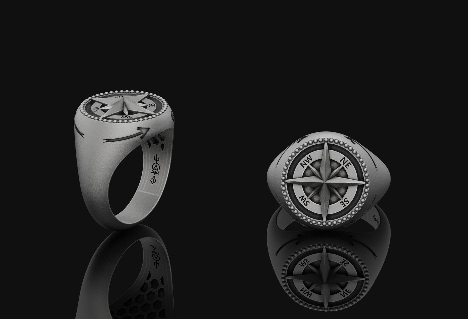 Men's Compass Ring Gift for Him Sterling Silver Jewelry Etsy