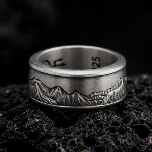 Bague Grand Teton en argent sterling – Anneau anti-stress rotatif