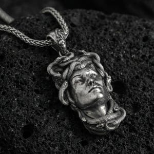 Sterling Silber Medusa Anhänger - Griechische Mythologie Schlange Halskette