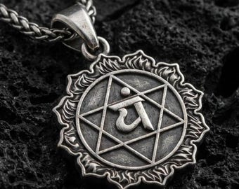Sterling Silver Anahata Chakra Pendant, Yoga Spiritual Jewelry