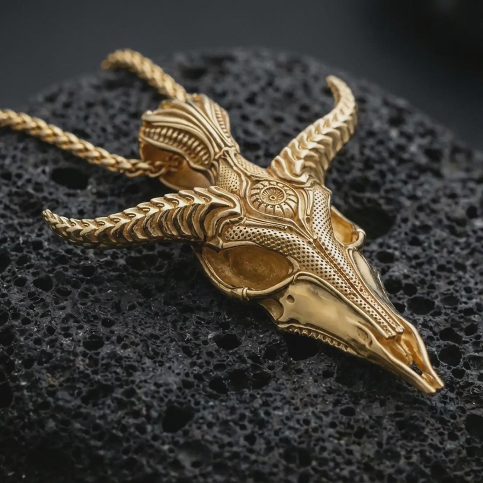 Sterling Silver Baphomet Pendant, Leviathan Cross Gothic Necklace