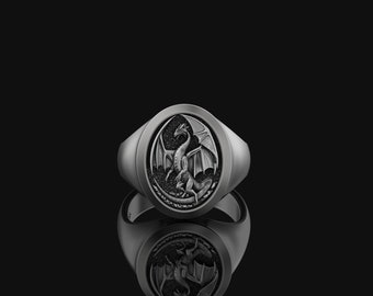 Adjustable Silver Dragon Signet Ring Christmas Gift for Men Accessory Women 925 Sterling Solid Silver New Year Gift Ideas for her, him