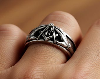 Freimaurer Band Ring - Masonic Ring Silber, Masonic Ring, Masonic Ring, Masonic Ring, Masonic Ring, Masonic Ring