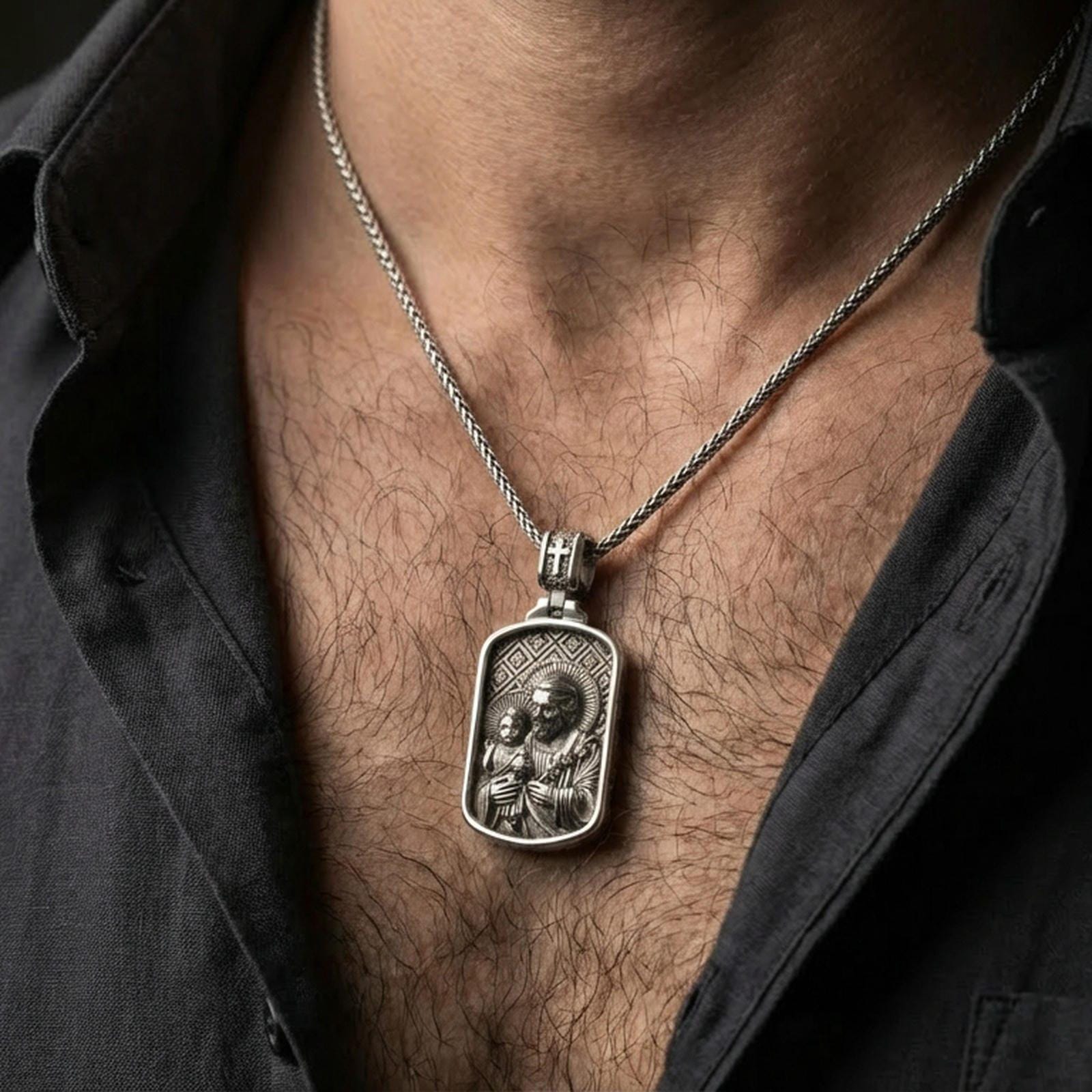 Saint Joseph Sterling Silver Medal Necklace, Patron of Fathers - Etsy