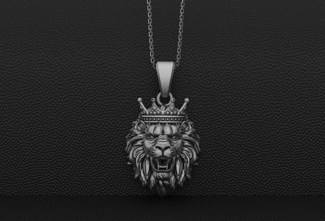 Mens Silver Lion King Necklace Jewelry Gift for Him Birthday Etsy