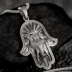 Hamsa Auge Anhänger - Sterling Silber Drittes Auge Halskette für Schutz, Weisheit & spiritueller Totem Stil