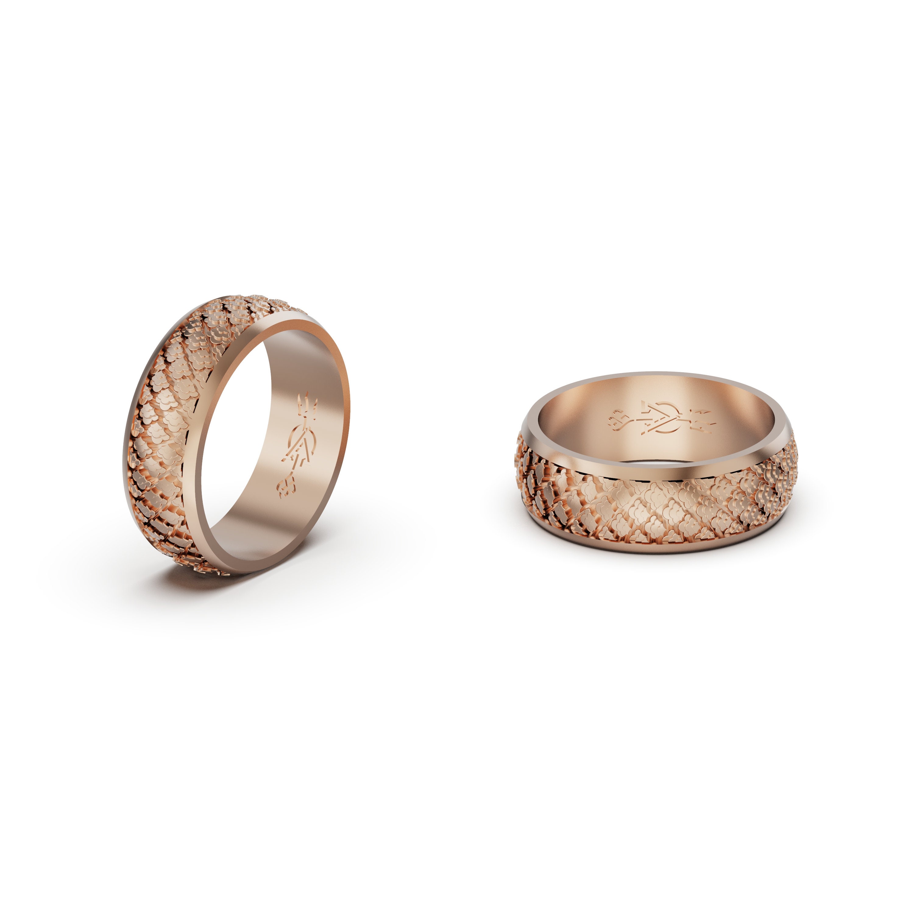 18K Japanese Cloud Pattern Wedding Band Women's 14K Gold