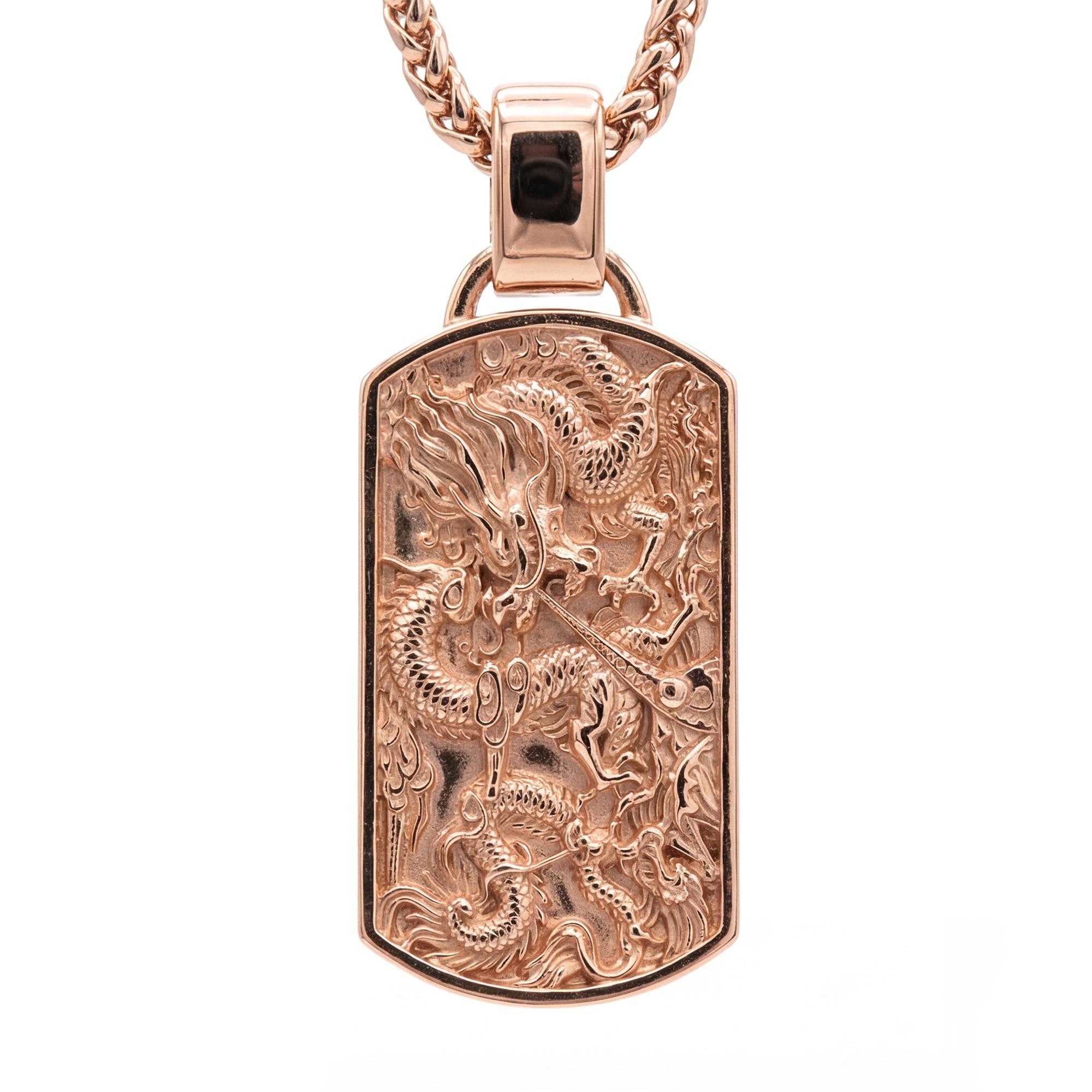 Chinese Dragon Dog Tag Pendant Necklace – Eastern Power Symbol