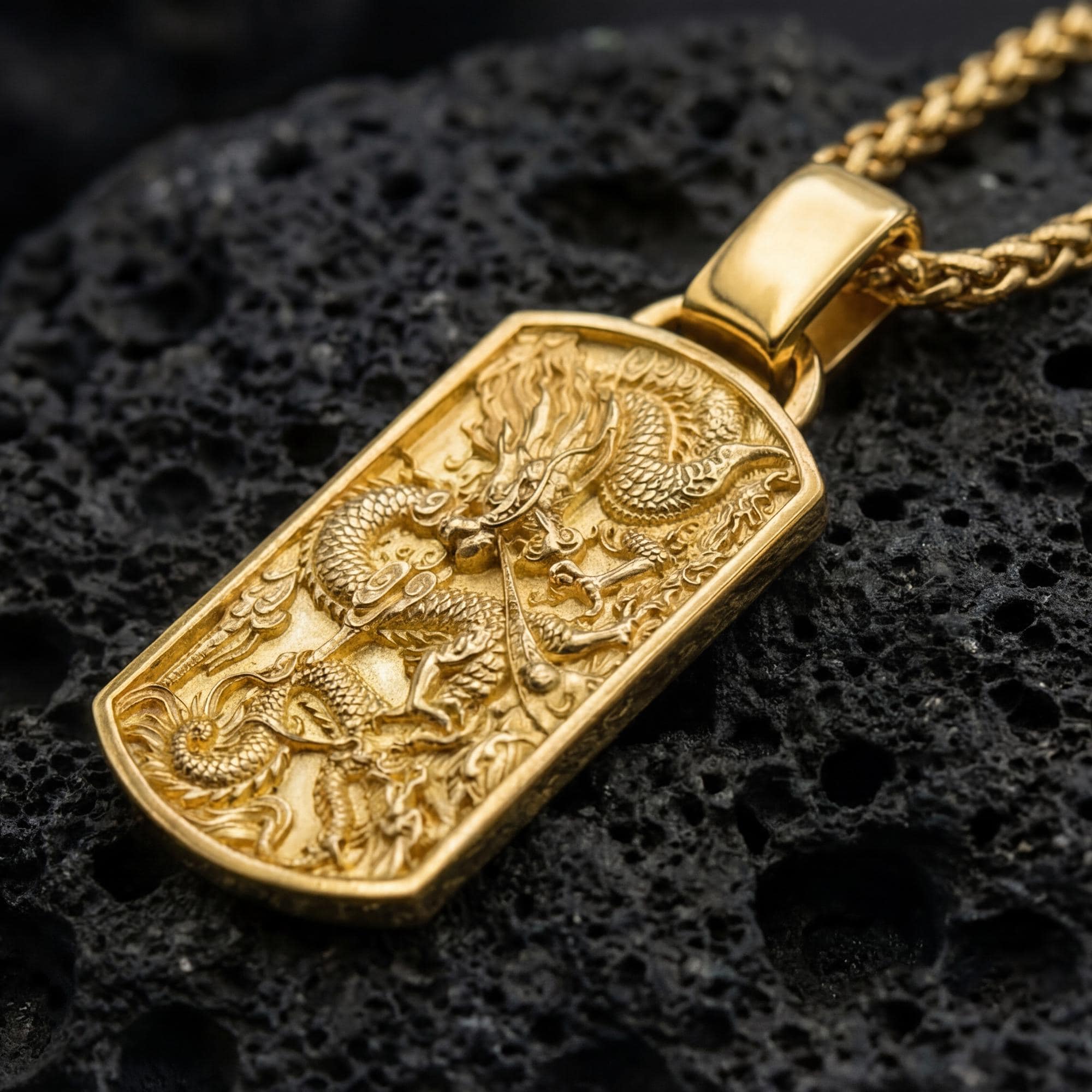 Chinese Dragon Dog Tag Pendant Necklace – Eastern Power Symbol