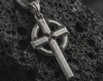 Celtic Cross Pendant – Sterling Silver Christian Necklace Symbol of Faith and Irish Heritage