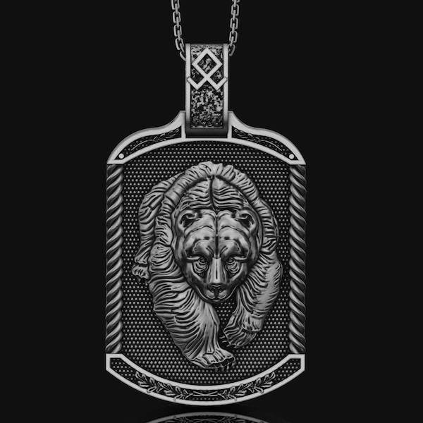 925 Silver Men Bear Necklace Animal Pendant Birthday Gift Idea for him Anniversary Gift Mens Jewelry Accessory Unisex Pendant Bear Pendant