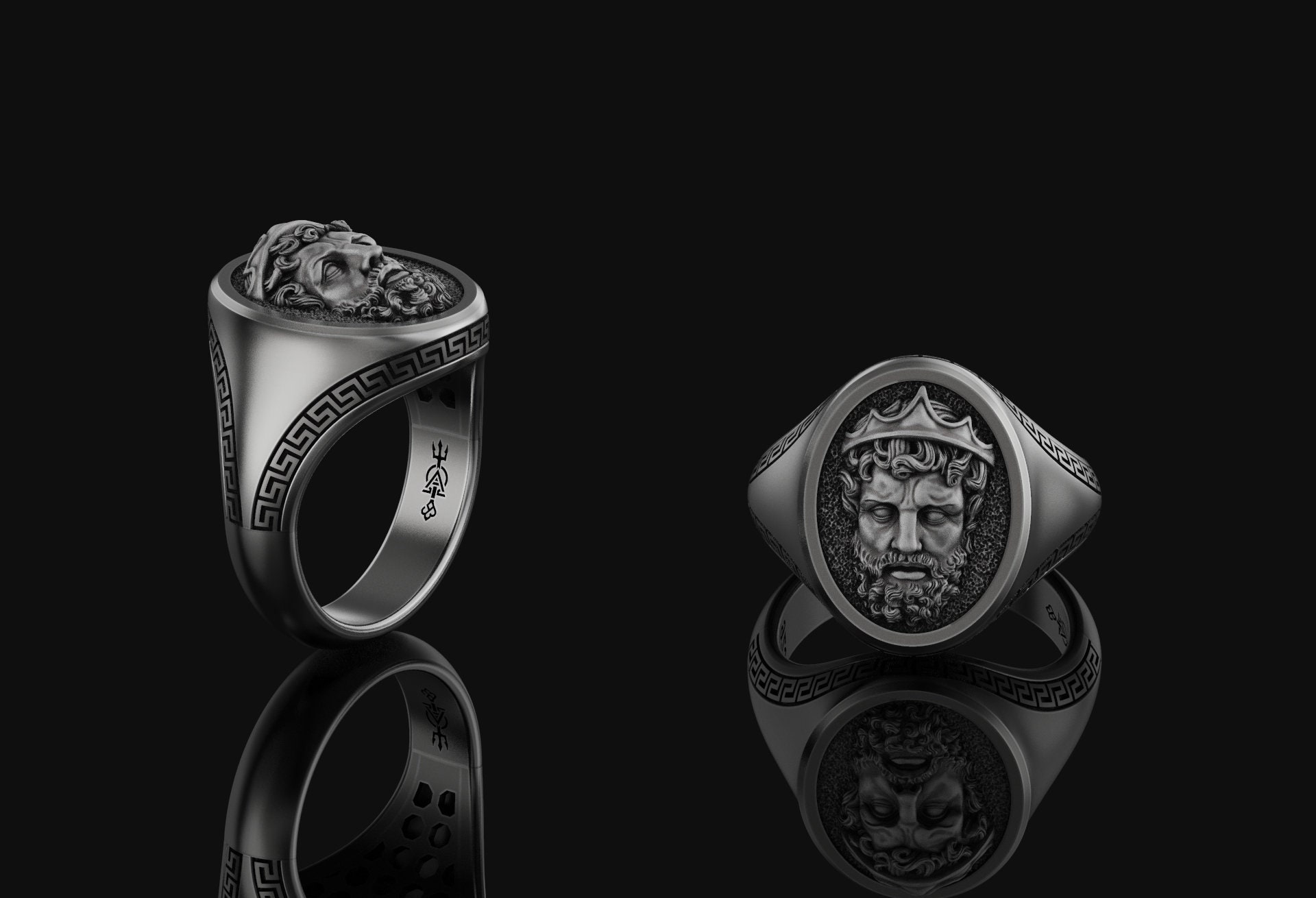 2 Styles Silver Greek God Zeus Ring Myth Jewelry Ancient Roman Etsy