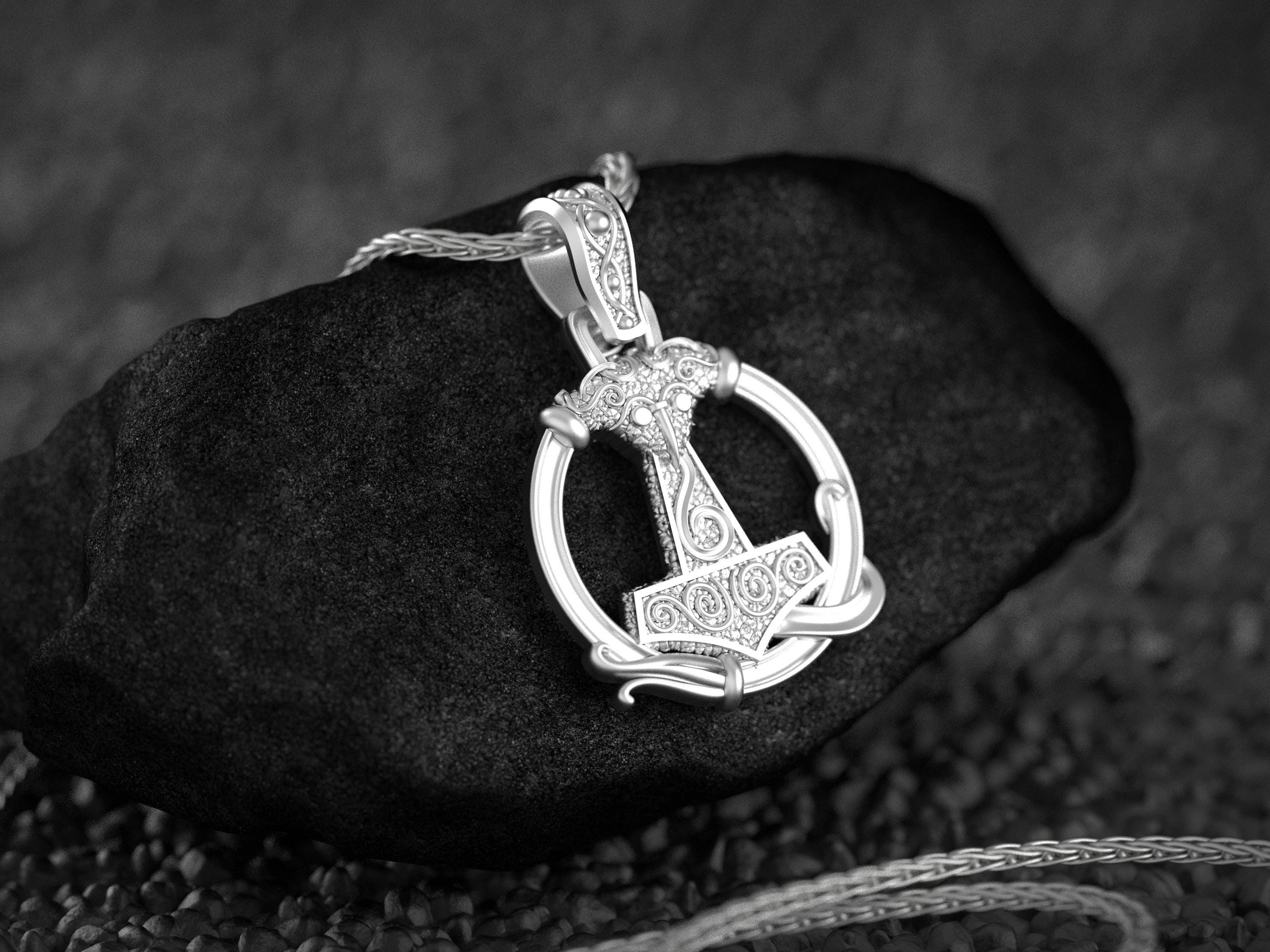 Collana Vichinga Uomo Ciondolo In Oro Massiccio Con Martello Di Thor Mjolnir, Martello Di Thor In Oro Giallo 14 Carati Per Uomo, Collana Con Mitologia Norrena, Collana In Oro Vichingo, Gioielli Da