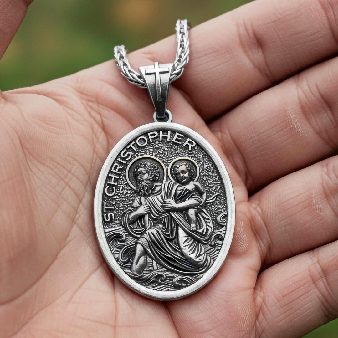 St. Christopher Pendant – 925 Sterling Silver Patron of Travelers Medal ...