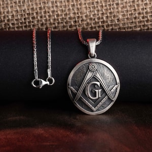 Silver Masonic Emblem, Freemasonry Pendant, Mason Medallion, Master Mason, Craft Jewelry, Secret Society