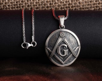 Silver Masonic Emblem, Freemasonry Pendant, Mason Medallion, Master Mason, Craft Jewelry, Secret Society