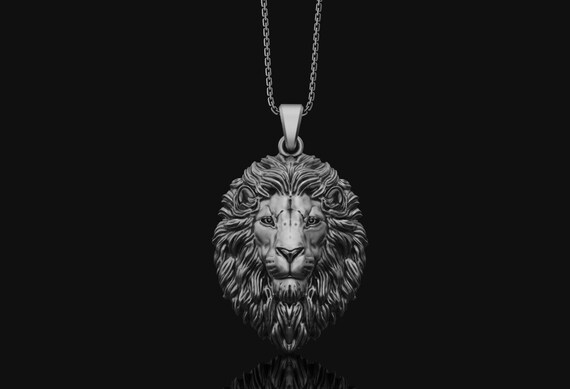 925 Silver Lion Necklace Men Jewelry 