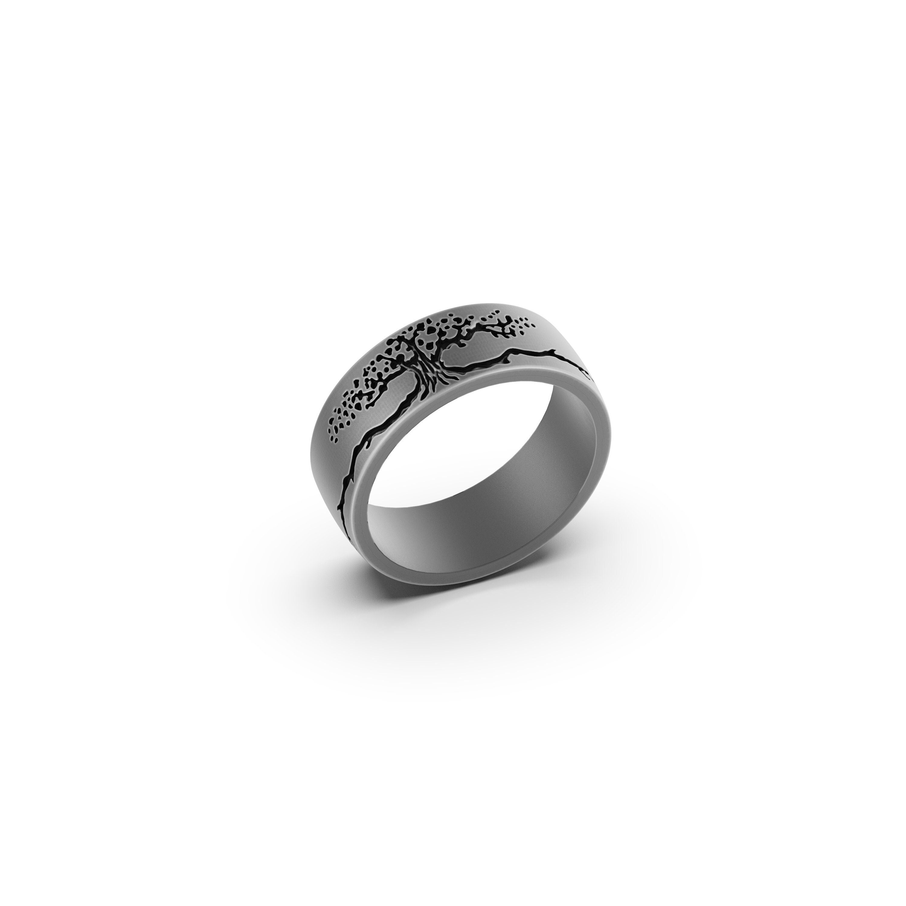 Yggdrasil Ring, Tree of Life Band, Norse Mythology Ring, Sterling Tree Band, Nordic Yggdrasil Ring, Viking Myth Ring, Life Symbol Band