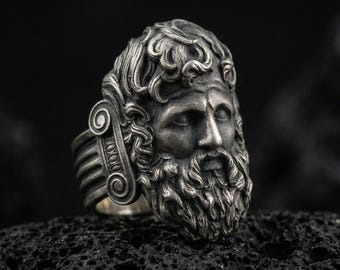 Sterling Silver Zeus Ring – Greek God Jewelry, Jupiter Men's Ring
