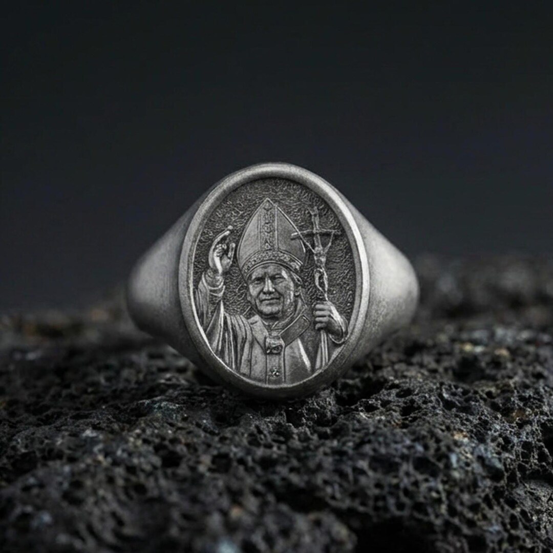 Pope John Paul II Sterling Silver Signet Ring – Catholic Jewelry - Etsy