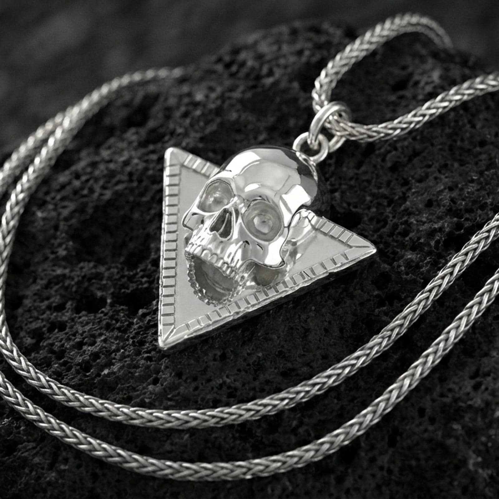 Skull Triangle Pendant - Gothic Jewelry - Silver Skull Necklace - Etsy