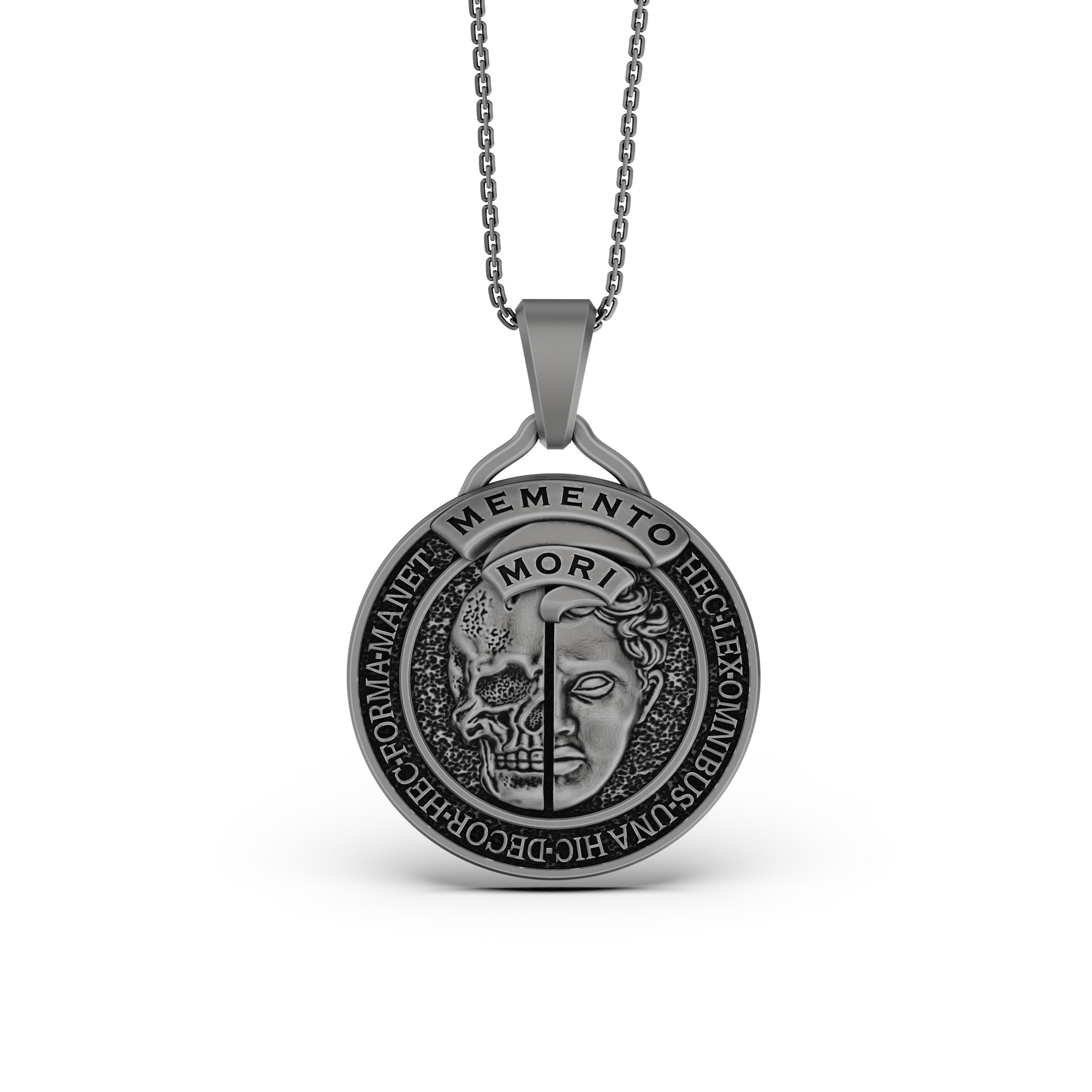 Silver Memento Mori Pendant - Reminder of Mortality Necklace