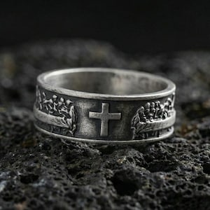 Anello in argento sterling con l'Ultima Cena - Gioielli per matrimoni cristiani