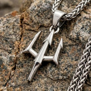 Sterling Silber Poseidon Trident Halskette, Anhänger der griechischen Mythologie