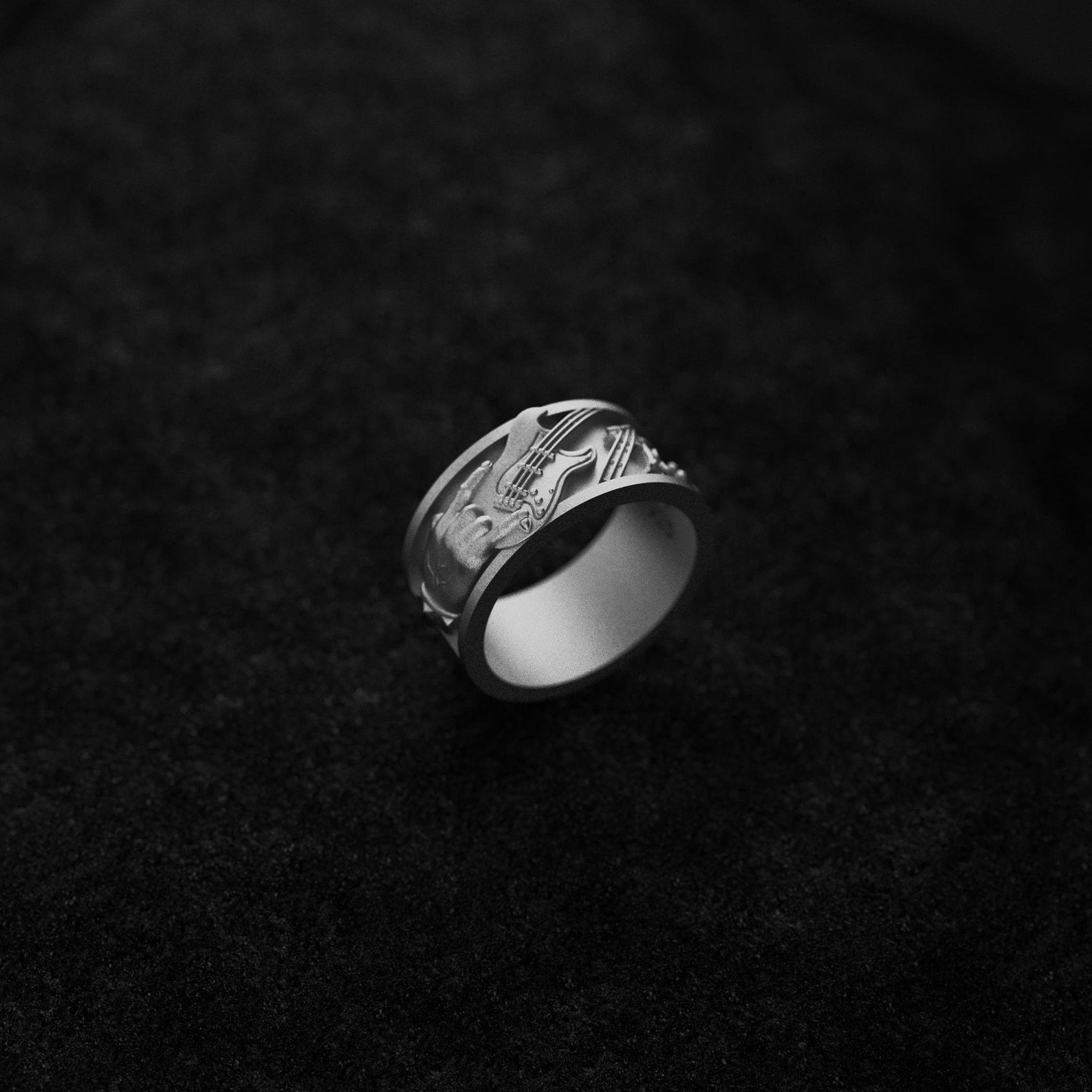 Silver 'hard Rock Never Dies' Band - Rock Lover's Ring, Sterling Silver ...