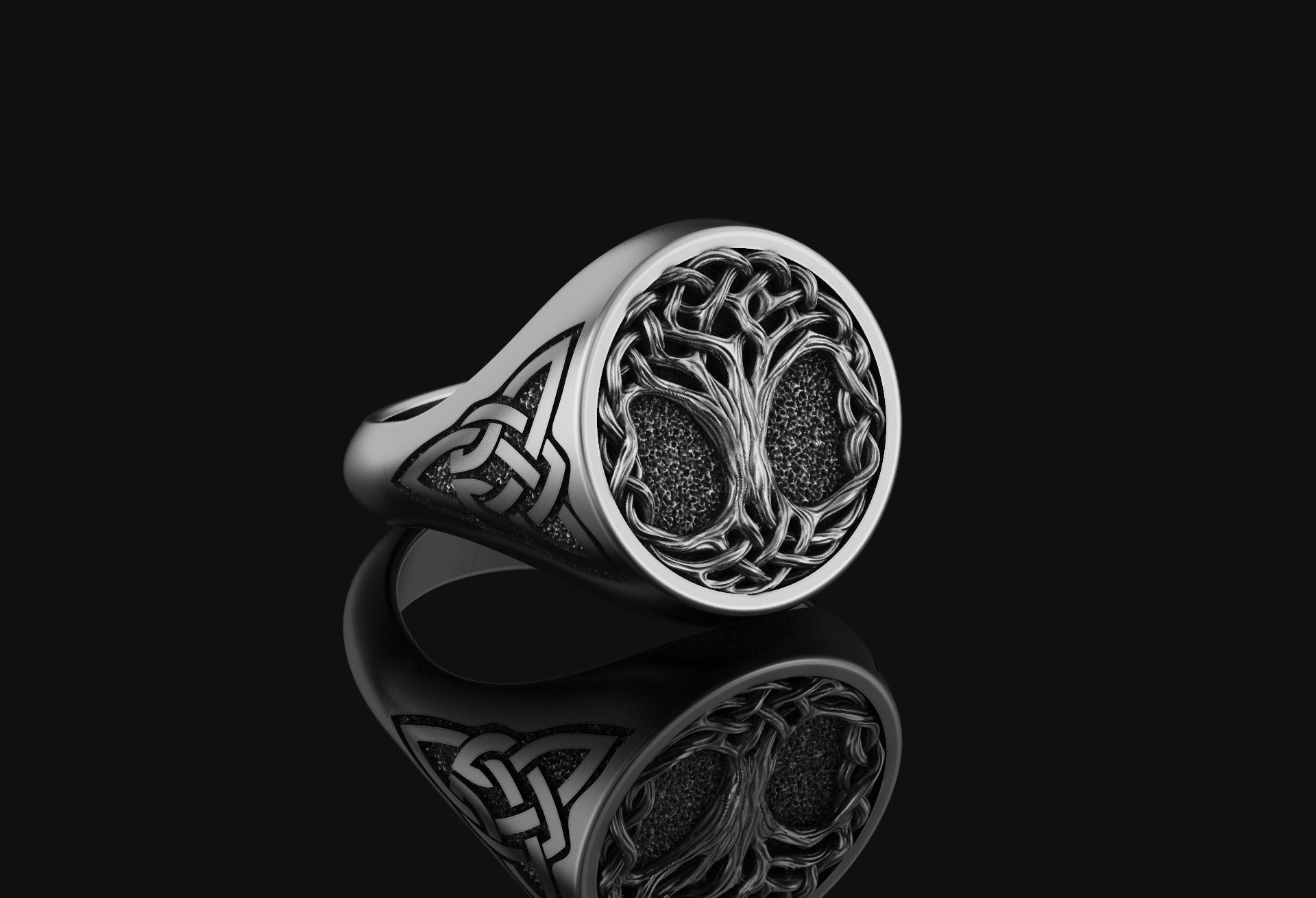 Silver Celtic Yggdrasil Ring Mens Nordic Gift Tree of Life | Etsy