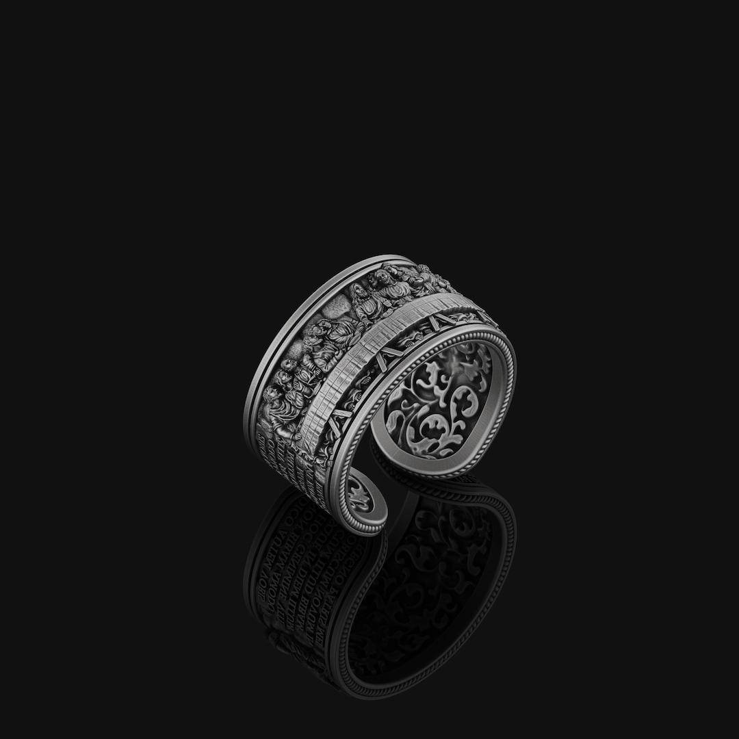 The Last Supper Band Ring, Silver Artificial Christian Jewelry ...
