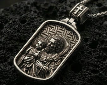 Saint Joseph Sterling Silver Medal Necklace, Patron of Fathers